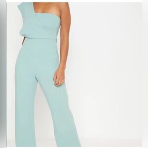 PrettyLittleThing One-Shoulder Jumpsuit in Light Blue